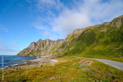 Road in the mountainous region to the north of Norway photo