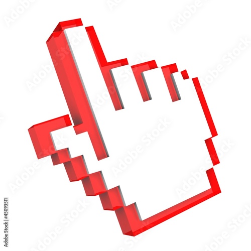 3d render of hand cursor pointer