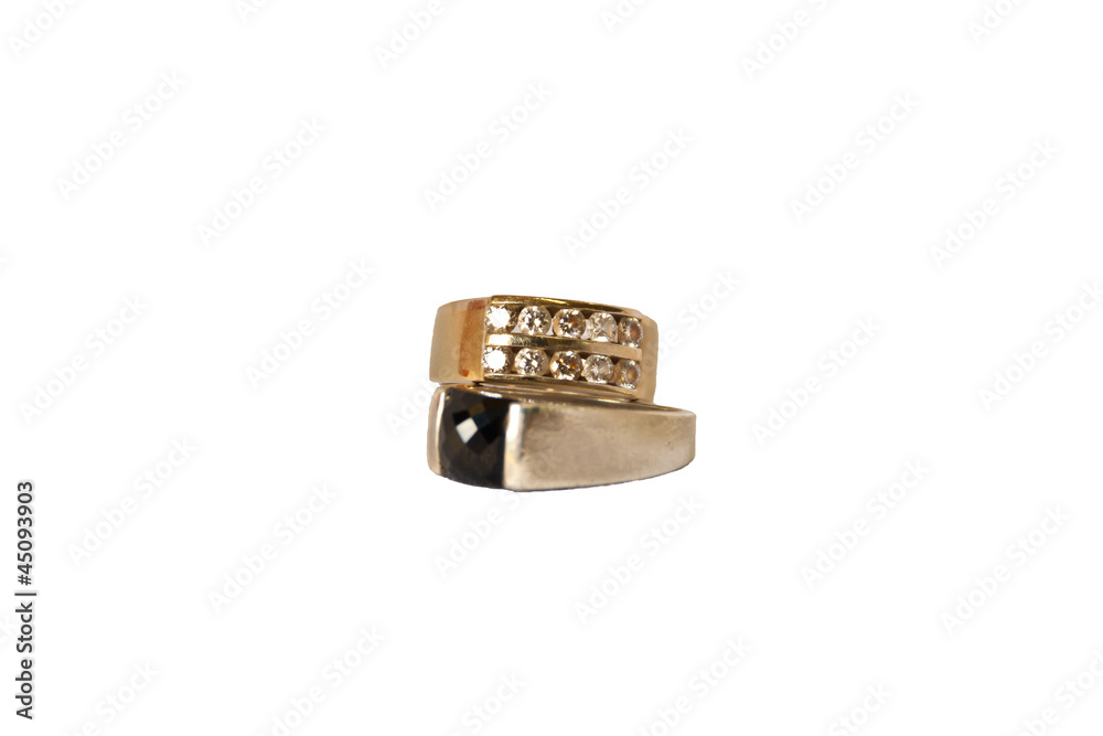 Diamond ring and Black Stock Ring Diamond ring and Black Stock Ring