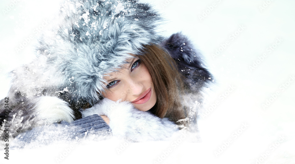 Beauty woman in the winter scenery Beauty woman in the winter scenery