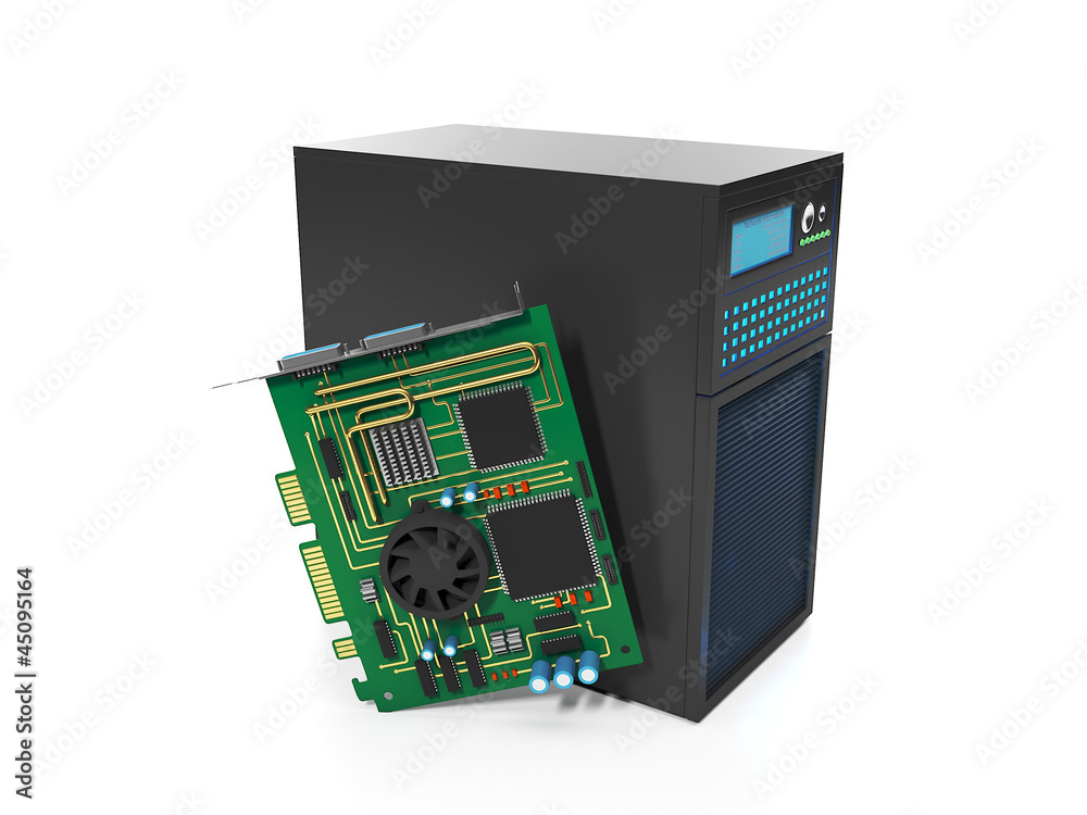 3d illustration of computer technologies. Station and server chi 3d illustration of computer technologies. Station and server chi