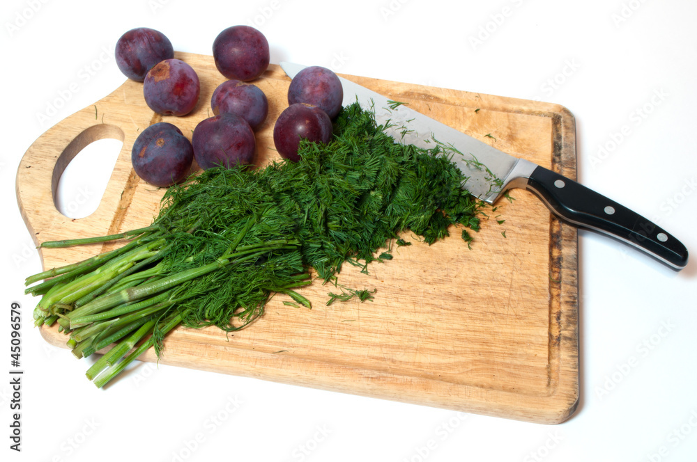 Dill on kitchen board cutting Dill on kitchen board cutting