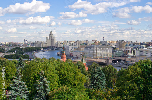 Aerial view of Moscow river and center