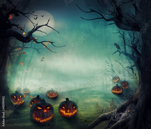 Halloween design - Forest pumpkins