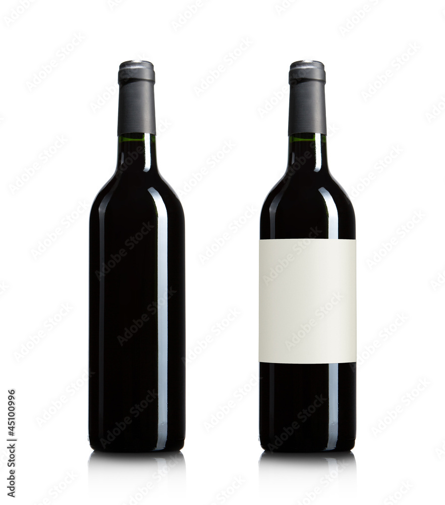 Blank wine bottles isolated on white background