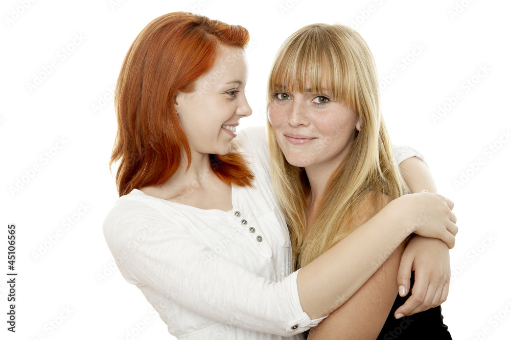 young beautiful red and blond haired girls are best friends young beautiful red and blond haired girls are best friends