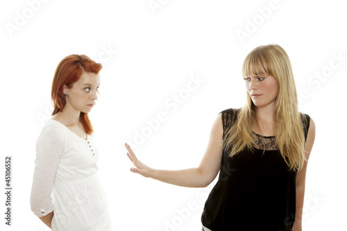 young beautiful red and blond haired girls is stuck up
