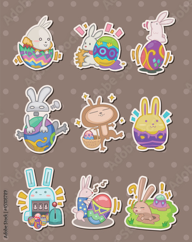 cartoon easter rabbit and egg stickers