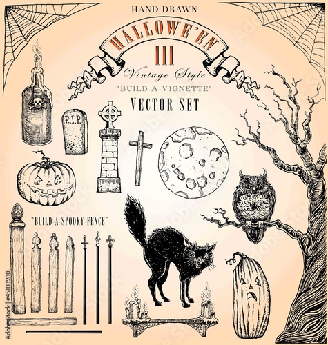 Vintage Halloween Vector Set 3