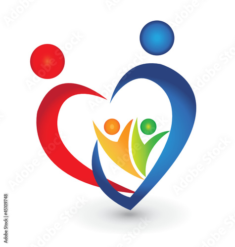Family union in a heart shape logo vector