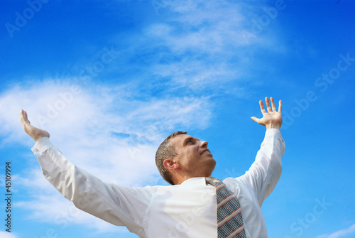 The successful businessman and blue sky