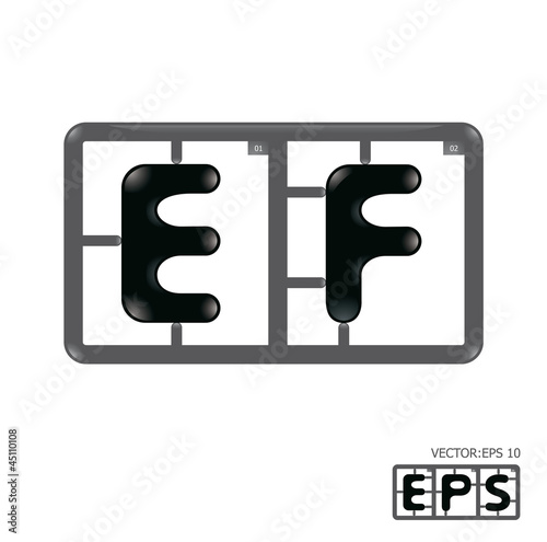Letter ef model-kit alphabet vector