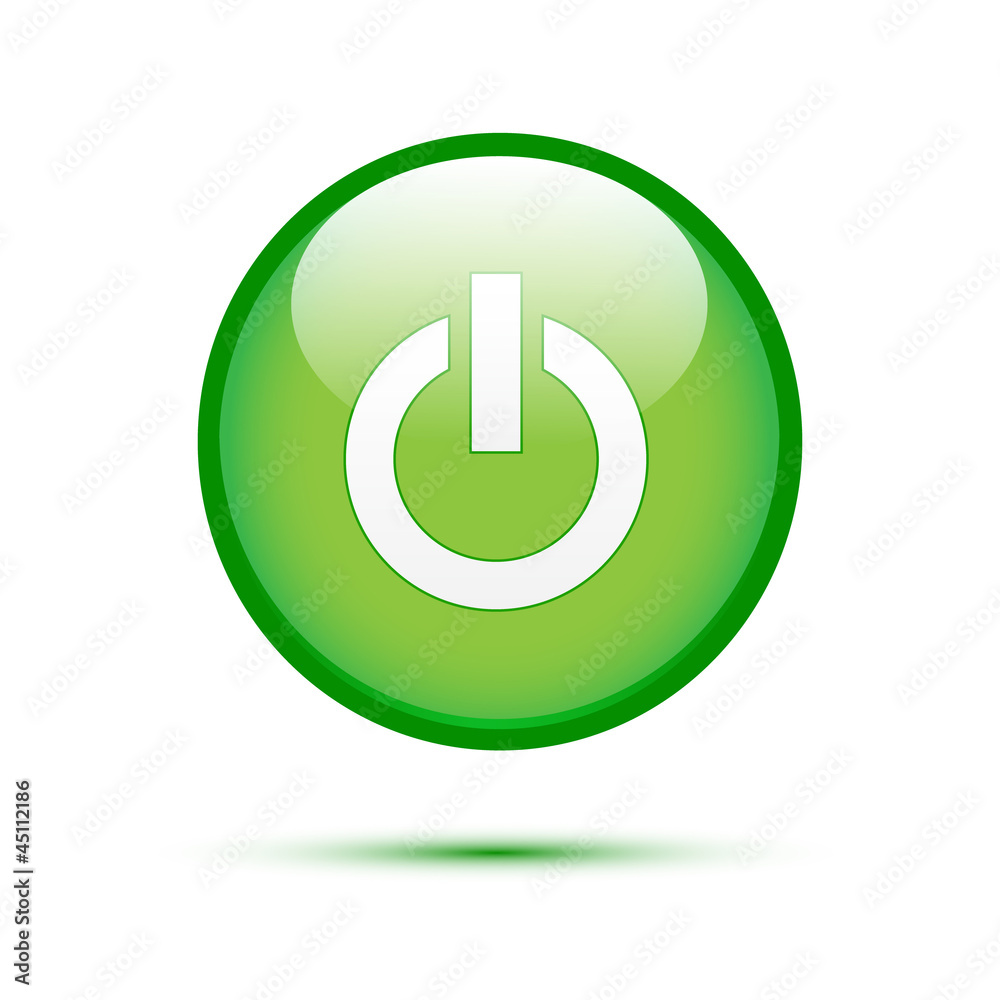 Green glossy power button