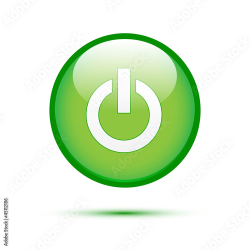 Green glossy power button