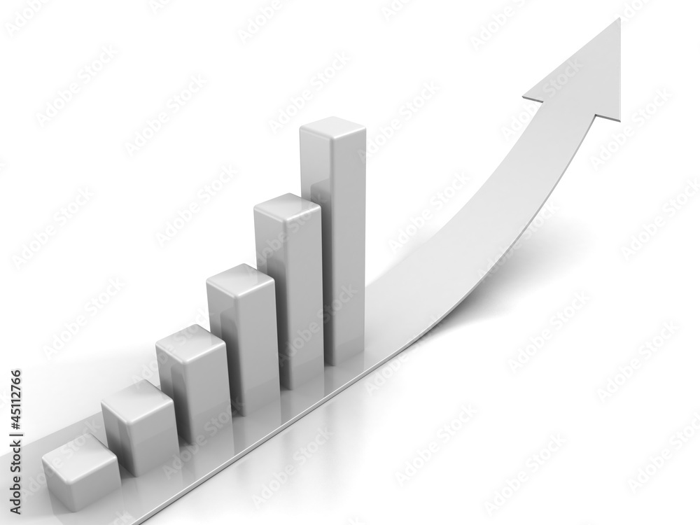 white business growing bar graph on success arrow white business growing bar graph on success arrow