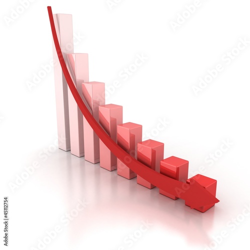 Red Crisis Business Graph with Falling Arrow