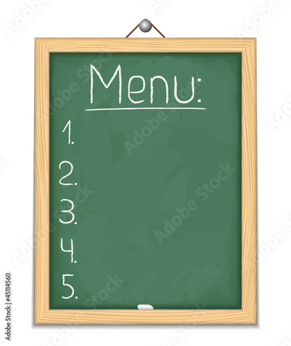 Vertical blackboard with menu