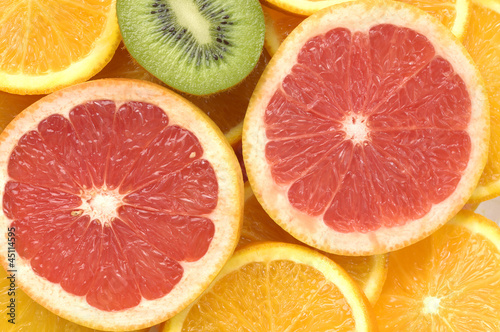 Sliced fruits background