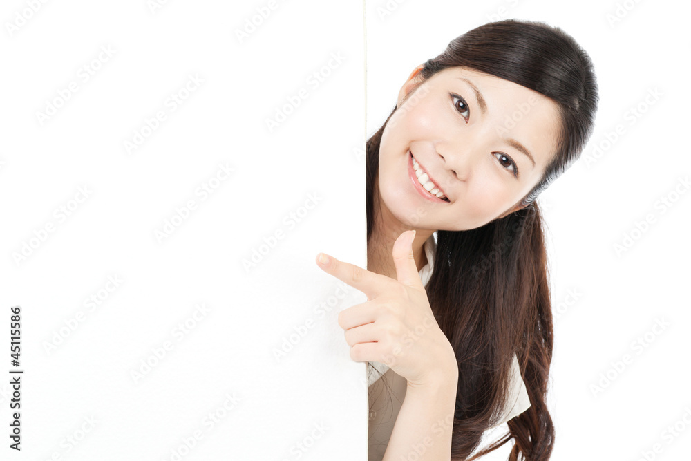 Beautiful young woman with white board. Portrait of asian. Beautiful young woman with white board. Portrait of asian.
