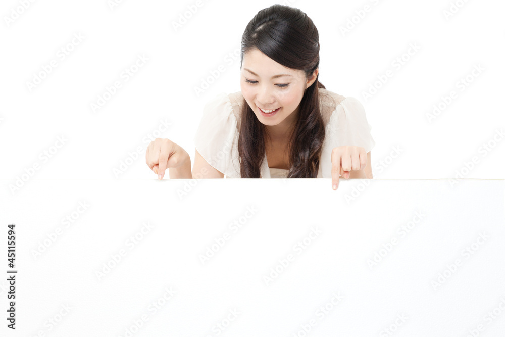 Beautiful young woman with white board. Portrait of asian. Beautiful young woman with white board. Portrait of asian.