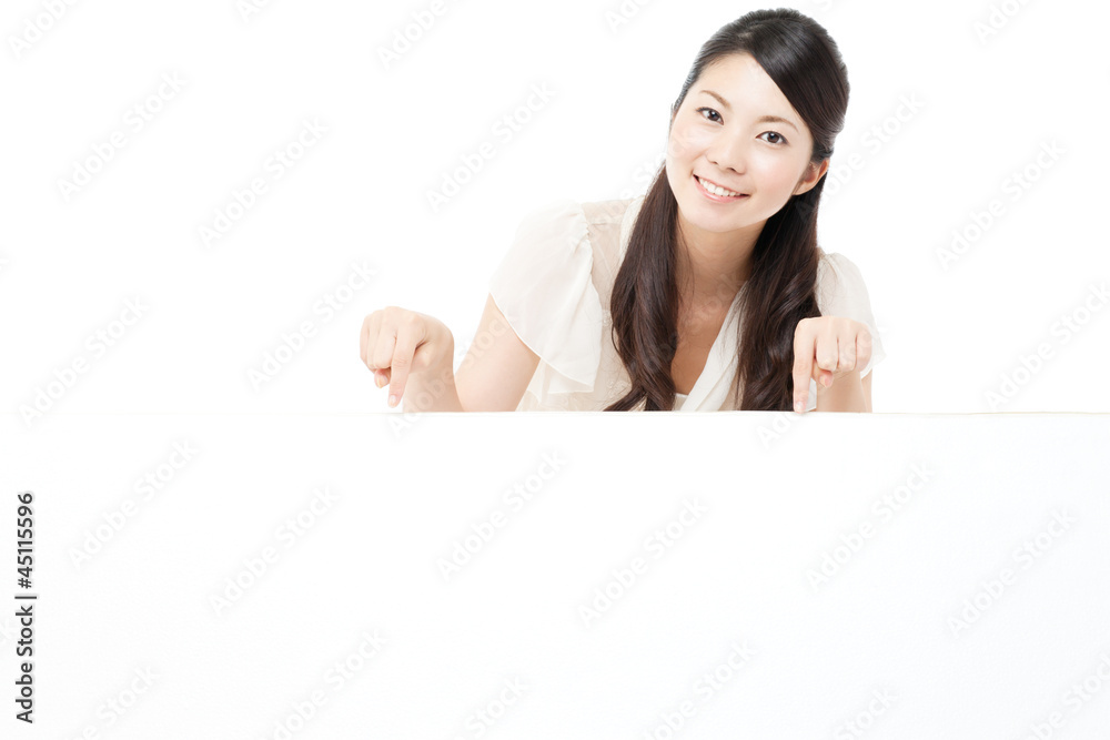 Beautiful young woman with white board. Portrait of asian. Beautiful young woman with white board. Portrait of asian.