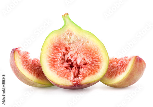 Figs and slices isolated on white background