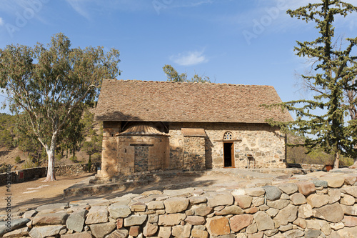 Ancient christian church in Asinou, Cyprus photo