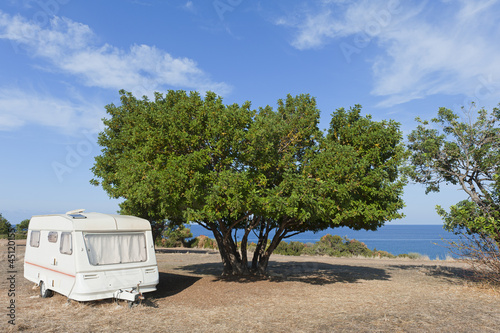 Caravan on camping by the sea