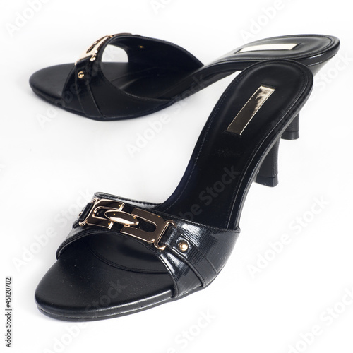 Pair of black high heel female shoes