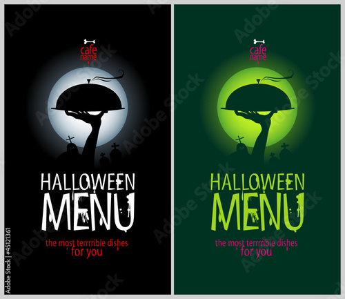 Halloween Menu Cards Design template set.