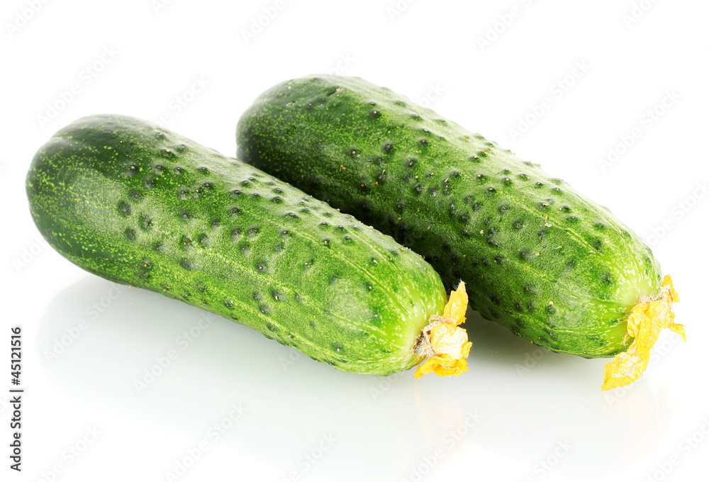 Fresh cucumbers isolated on white. Fresh cucumbers isolated on white.