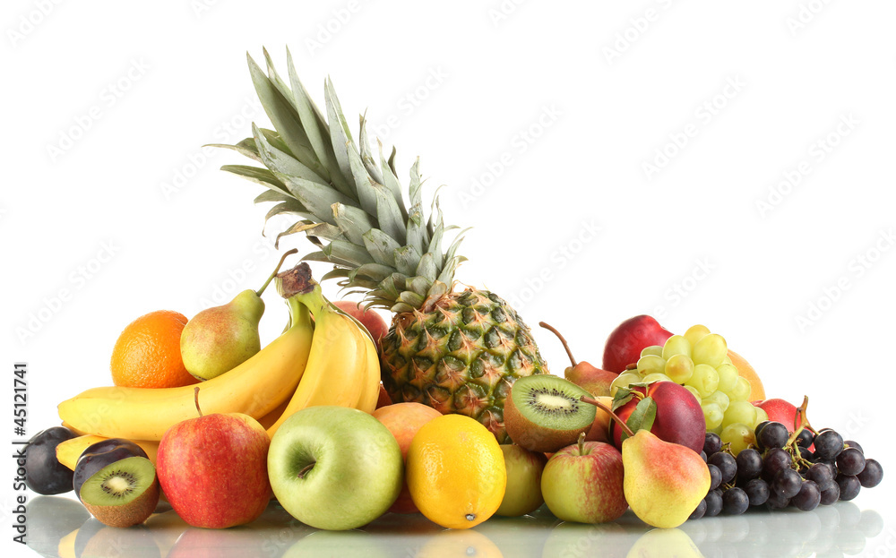Assortment of exotic fruits isolated on white Assortment of exotic fruits isolated on white