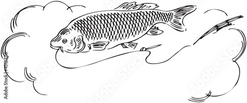 Fish with fishing line
