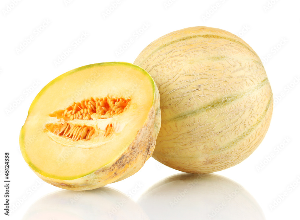 cut melon isolated on white