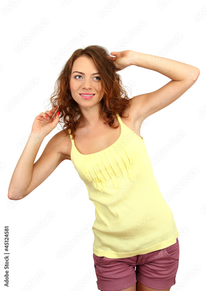 Smiling beautiful girl isolated on white Smiling beautiful girl isolated on white