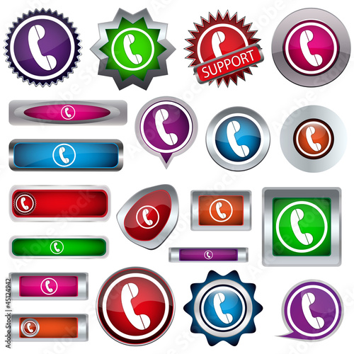 set of colored buttons on the handset
