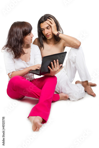 Young couple with the computer