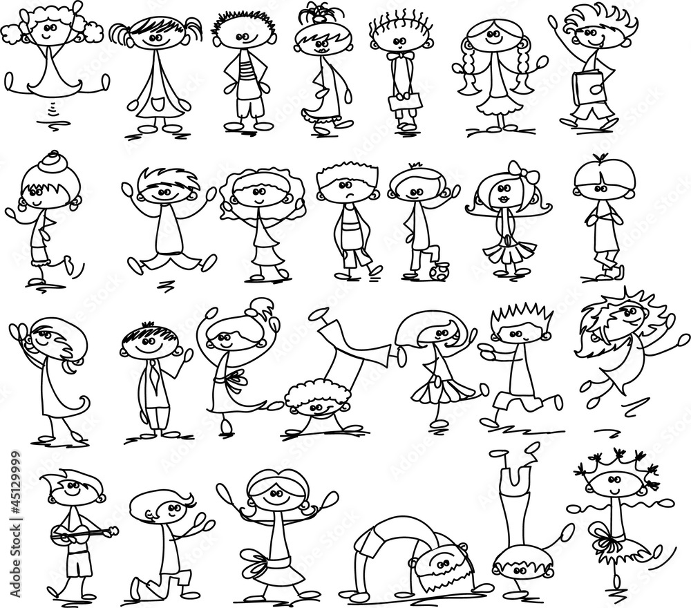 Obraz premium Симпатичные счастливых детей мультфильм