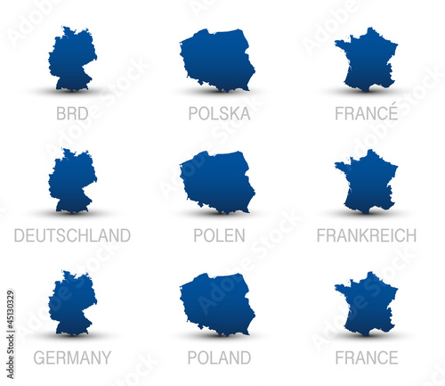 Vector Icons Landkarten *** Deutschland Polen Frankreich