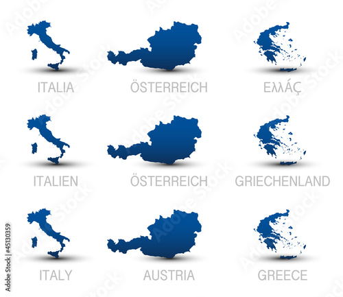 Vector Icons Landkarten *** Italien Österreich Griechenland