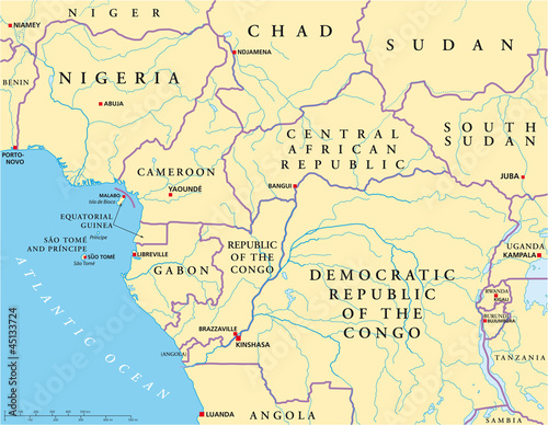 Central Africa map (Zentralafrika Landkarte)