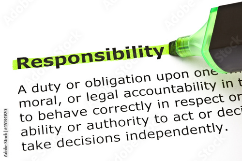 Dictionary definition of the word Responsibility photo