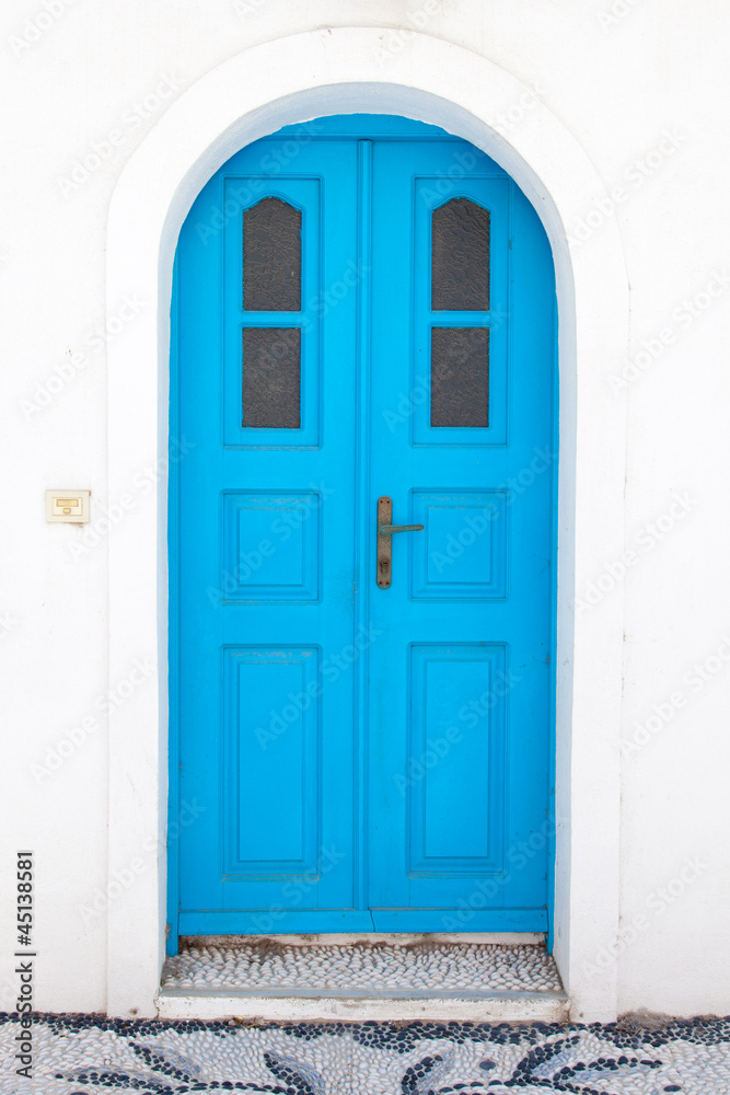 Traditional greek blue doors