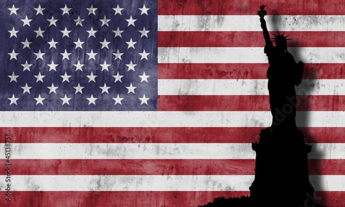 Bandera de Estados Unidos de América con la libertad photo