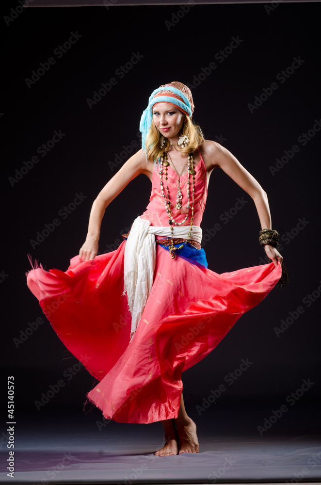 Naklejka premium Dancer dancing spanish dances