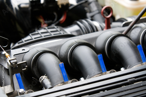 Inlet manifold of car engine photo