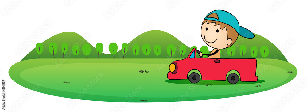 Obraz premium boy driving a car