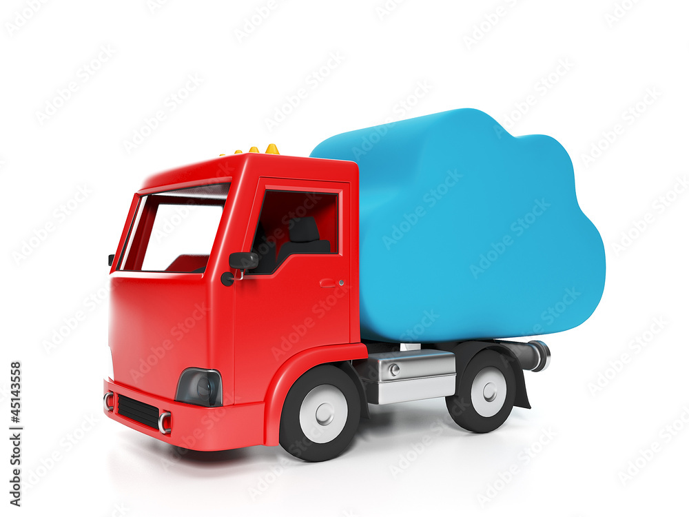 3d illustration: Entertainment Media. Truck delivers the blue cl 3d illustration: Entertainment Media. Truck delivers the blue cl