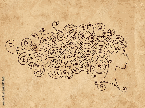 Abstract hairstyle, female head for your design