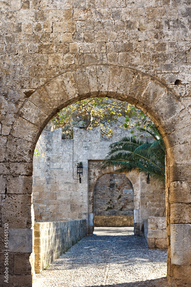 Rhodes medieval city castle entrance